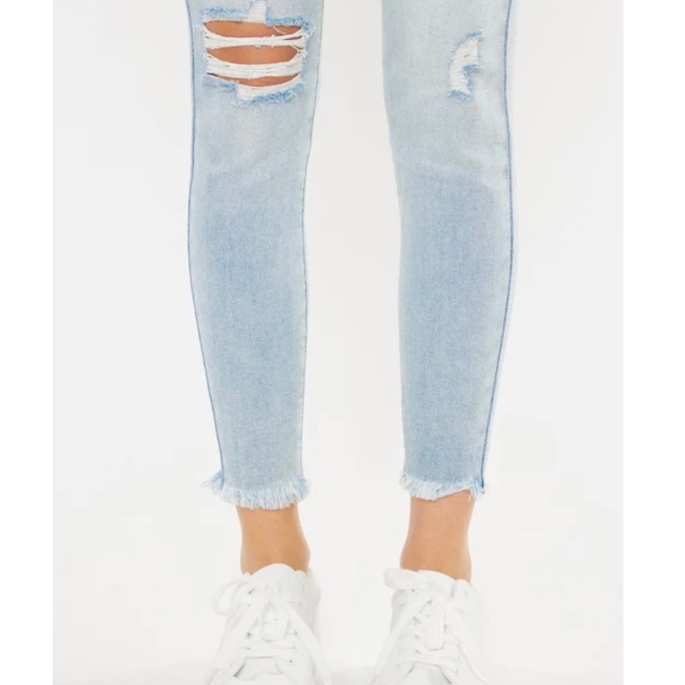 KANCAN Ankle Skinny Distressed Frayed Hem Denim Jeans - Picture 4 of 13